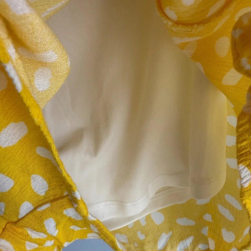 PINK LILY Boutique Yellow‎ Dotted Strapless Ladies Romper, S